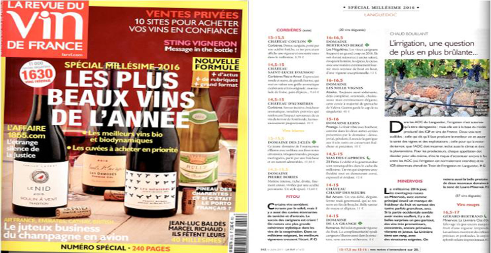 Domaine des DEUX CLES - Coup de Coeur Revue des Vins de France Spécial Millésime 2016